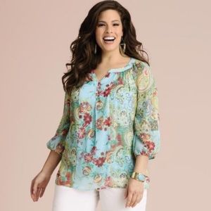 Fig and Flower Anthropologie Floral Blouse